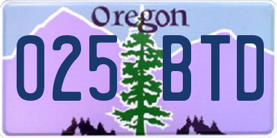 OR license plate 025BTD