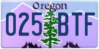 OR license plate 025BTF