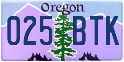 OR license plate 025BTK