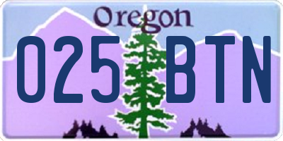 OR license plate 025BTN