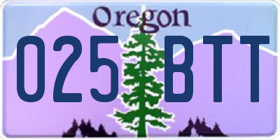 OR license plate 025BTT