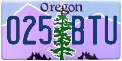 OR license plate 025BTU