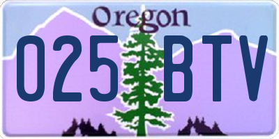 OR license plate 025BTV