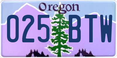 OR license plate 025BTW