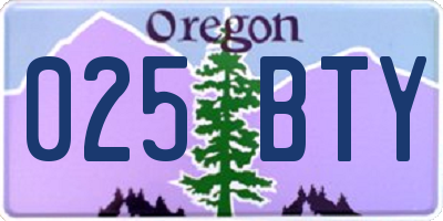 OR license plate 025BTY