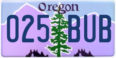 OR license plate 025BUB