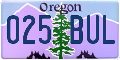OR license plate 025BUL