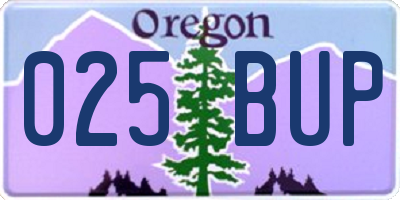OR license plate 025BUP
