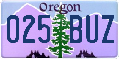 OR license plate 025BUZ