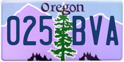 OR license plate 025BVA