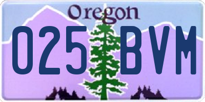 OR license plate 025BVM