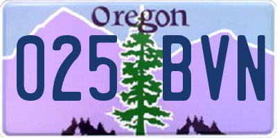 OR license plate 025BVN