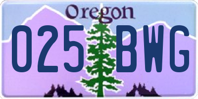 OR license plate 025BWG