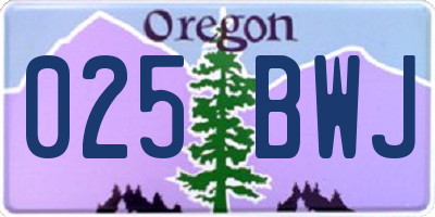 OR license plate 025BWJ