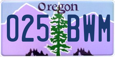OR license plate 025BWM