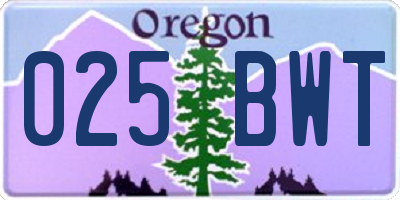 OR license plate 025BWT