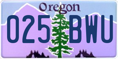 OR license plate 025BWU