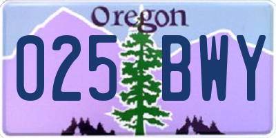 OR license plate 025BWY