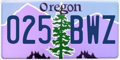 OR license plate 025BWZ