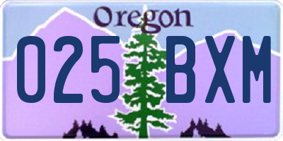 OR license plate 025BXM