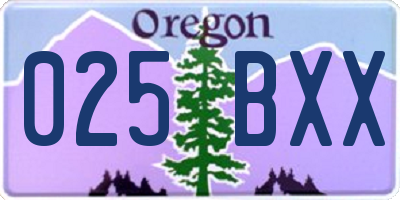 OR license plate 025BXX