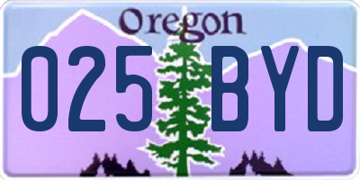 OR license plate 025BYD