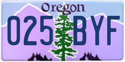 OR license plate 025BYF