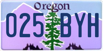 OR license plate 025BYH