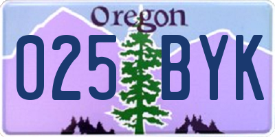 OR license plate 025BYK