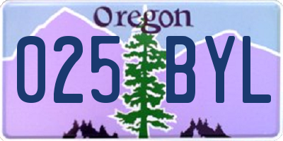 OR license plate 025BYL