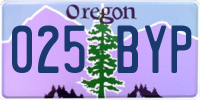 OR license plate 025BYP