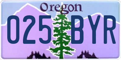 OR license plate 025BYR