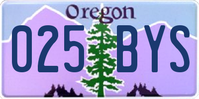 OR license plate 025BYS