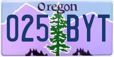 OR license plate 025BYT