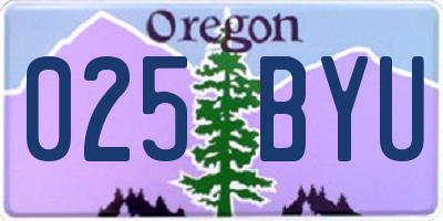 OR license plate 025BYU
