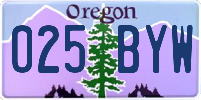 OR license plate 025BYW