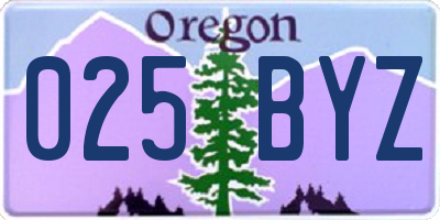 OR license plate 025BYZ