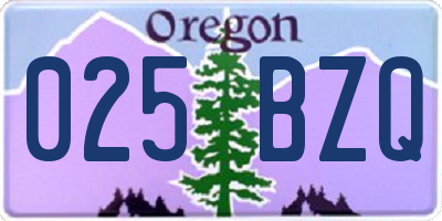 OR license plate 025BZQ