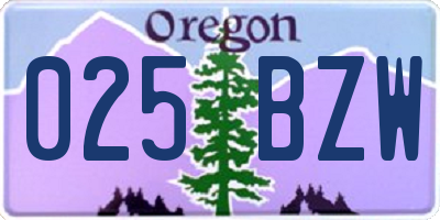 OR license plate 025BZW