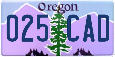 OR license plate 025CAD