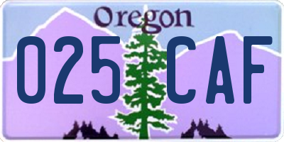 OR license plate 025CAF