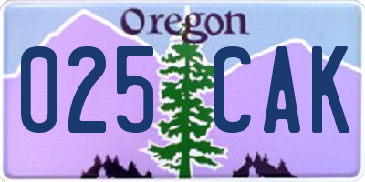 OR license plate 025CAK