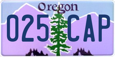 OR license plate 025CAP