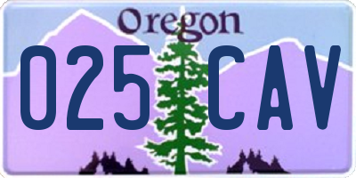 OR license plate 025CAV