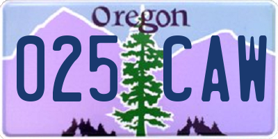 OR license plate 025CAW