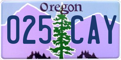 OR license plate 025CAY