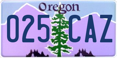 OR license plate 025CAZ