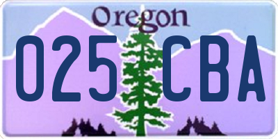 OR license plate 025CBA