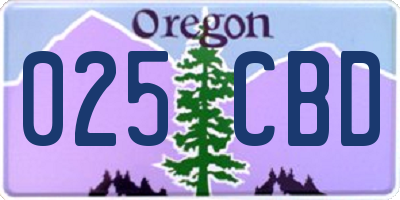 OR license plate 025CBD