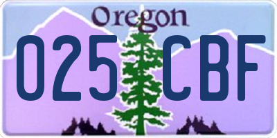OR license plate 025CBF